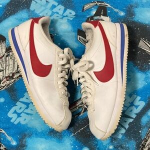 Nike White and Red Cortez Sneakers 7.5